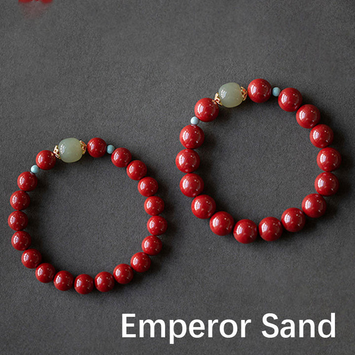 Bracelet porte-bonheur en aventurine verte et cinabre de Buddha Stones