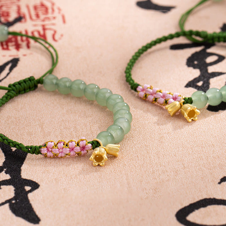 Bracelet tressé porte-bonheur en perles de jade faites à la main avec breloque Buddha Stones