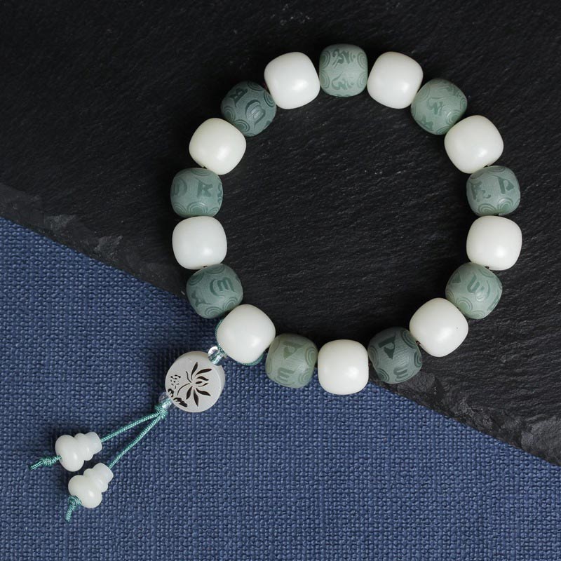 Bracelet de protection Bodhi Six Vrais Mots en Buddha Stones Blanc