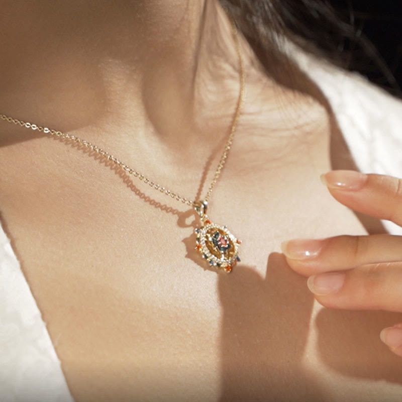 Collier pendentif en argent sterling 925 Buddha Stones et fleur de lotus en zircon coloré pour nouveau départ