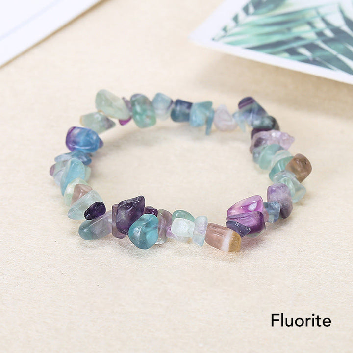 Bracelet apaisant et chaleureux en pierre de cristal de forme irrégulière naturelle - Fluorite (Tour de poignet : 15-18 cm) - image 16