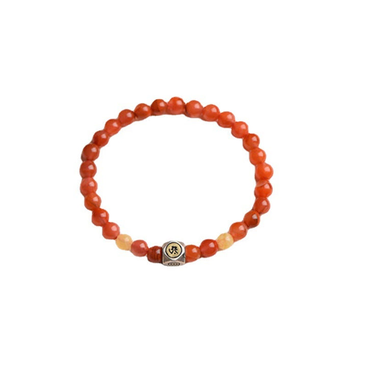 Bracelet d'acceptation de soi en agate rouge et ambre avec amulette du zodiaque chinois en argent sterling 925 de Buddha Stones