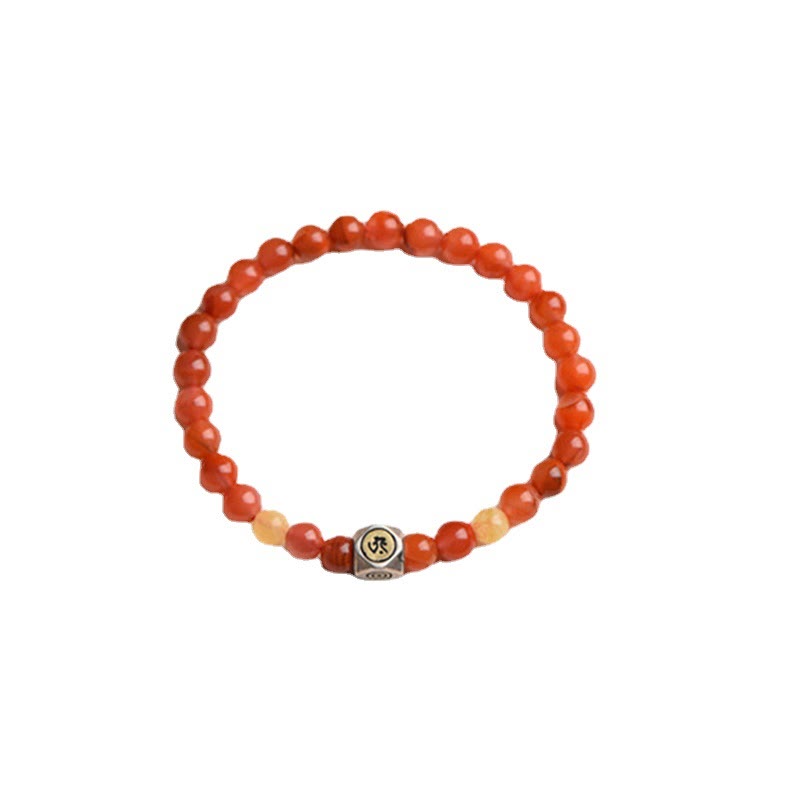 Bracelet d'acceptation de soi en agate rouge et ambre avec amulette du zodiaque chinois en argent sterling 925 de Buddha Stones - image 8