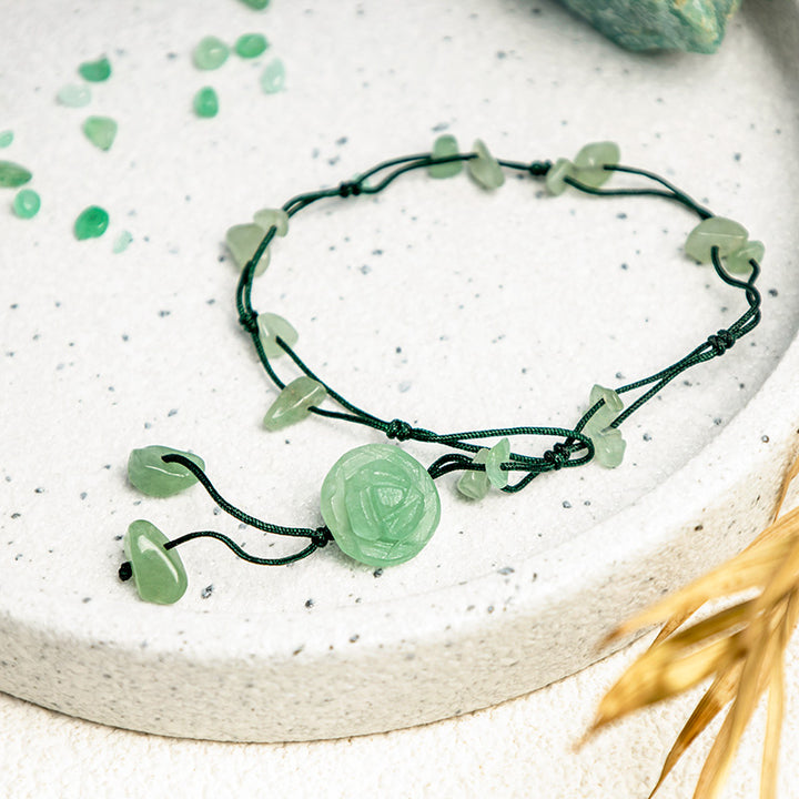 Buddha Stones Améthyste Cristal Rose Aventurine Verte Bracelet de Cheville de Guérison de la Paix Intérieure