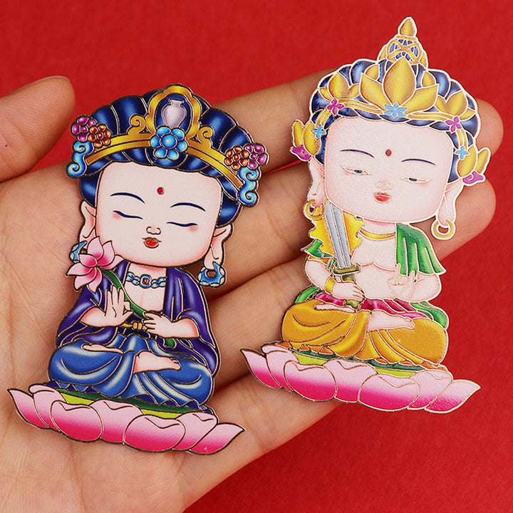 Buddha Stones Zodiaque chinois Bouddha natal Bénédiction Richesse Fortune Autocollant de téléphone pour réfrigérateur