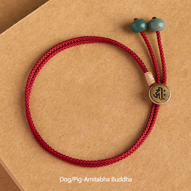 Bracelet tressé en argent sterling 925 fait à la main avec Buddha Stones et symbole du zodiaque chinois, Bouddha cyan Bodhi Seed Protection