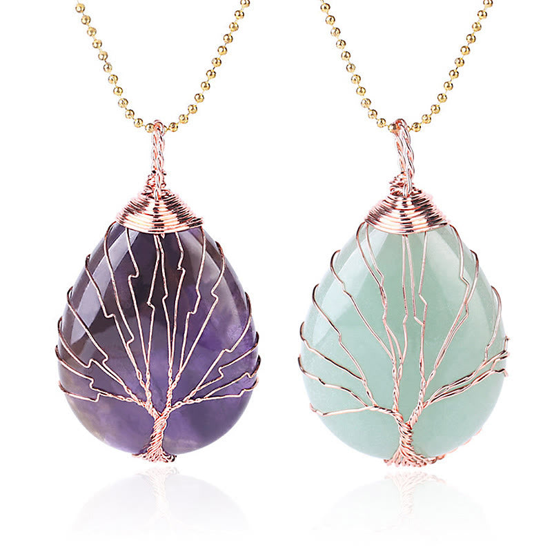 Collier pendentif en cristal de quartz naturel avec énergie de guérison de l'arbre de vie en Buddha Stones - image 0