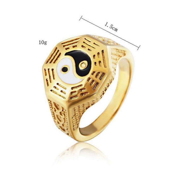 Bague porte-bonheur en cuivre avec symbole Yin Yang