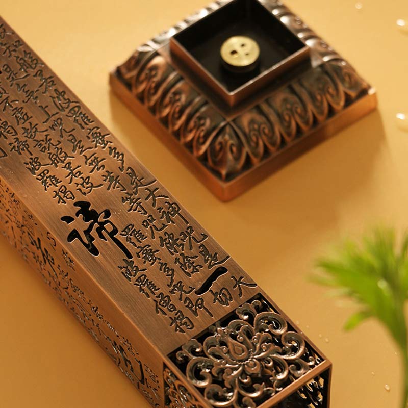 Porte-encens en alliage Heart Sutra Brûleur d'encens de guérison pour décoration de la maison