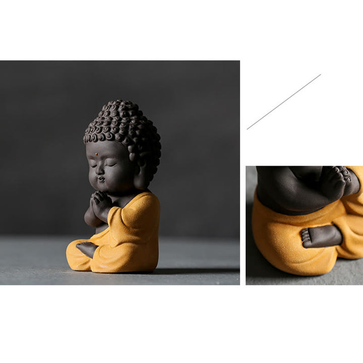 Buddha Stones Petit Bouddha Sérénité Argile violette Décoration de bureau à domicile