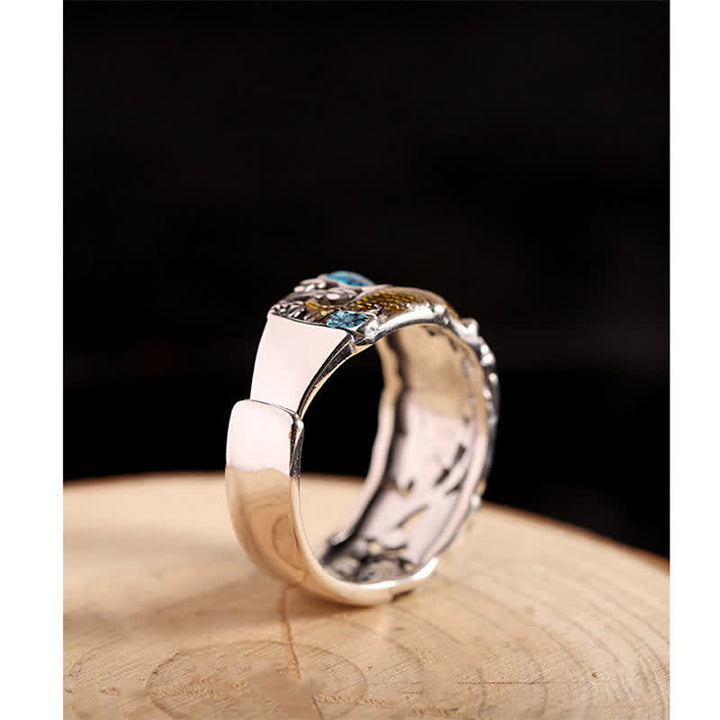 Bague d'illumination en argent sterling 925 Buddha Stones et poisson koi lotus - image 4