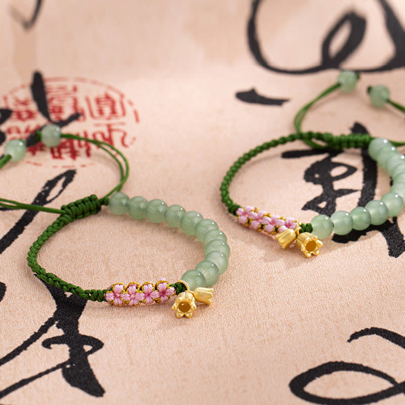 Bracelet tressé porte-bonheur en perles de jade faites à la main avec breloque Buddha Stones