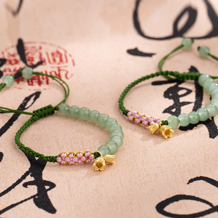 Bracelet tressé porte-bonheur en perles de jade faites à la main avec breloque Buddha Stones