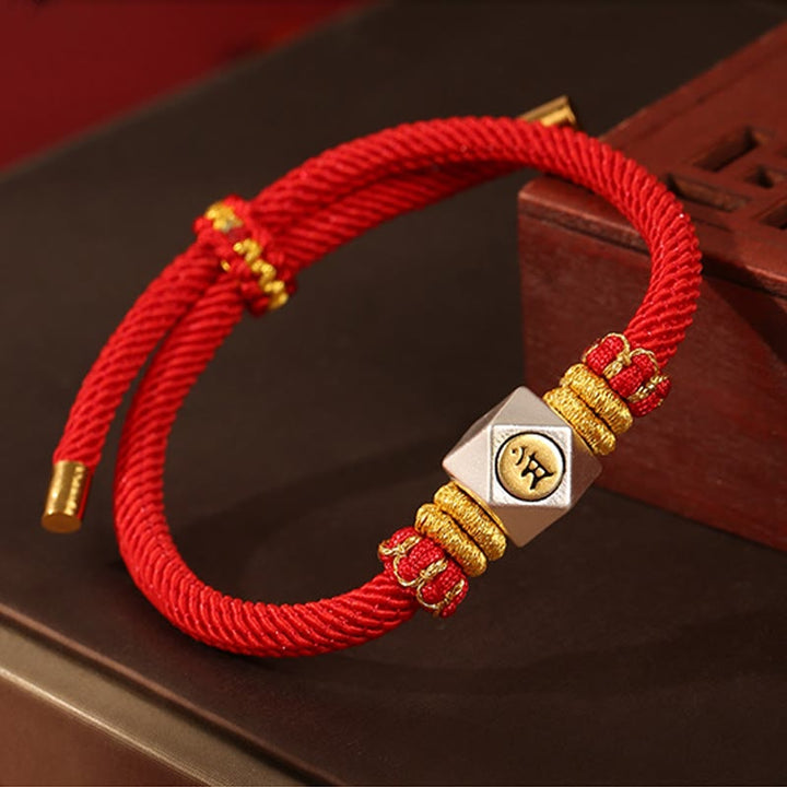 Bracelet pour enfants fabriqué à la main en argent sterling 999 avec Buddha Stones et signe du zodiaque chinois