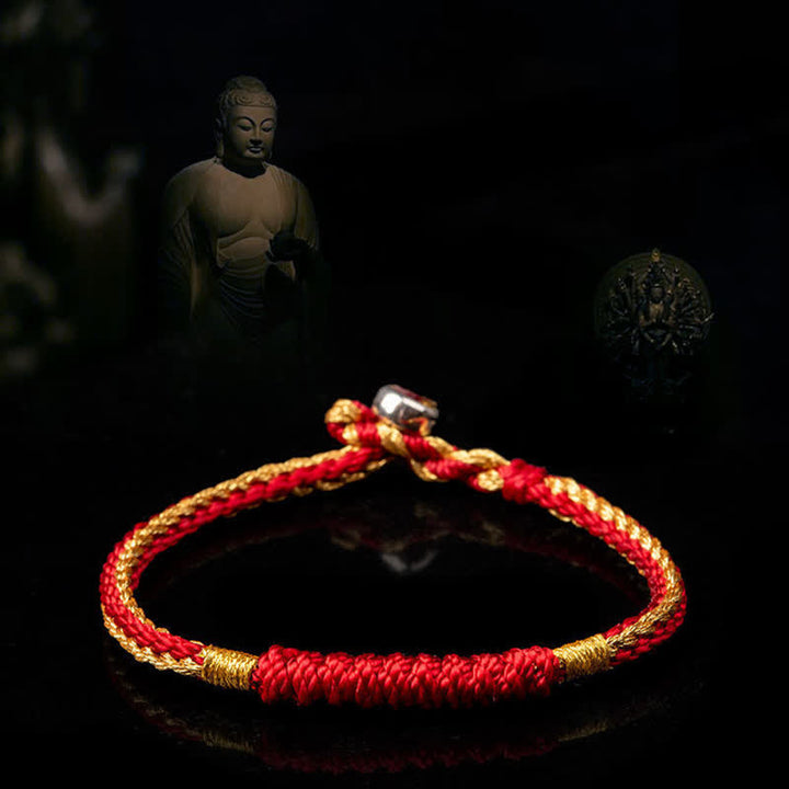Bracelet tibétain tressé fait main avec Buddha Stones et protection porte-bonheur