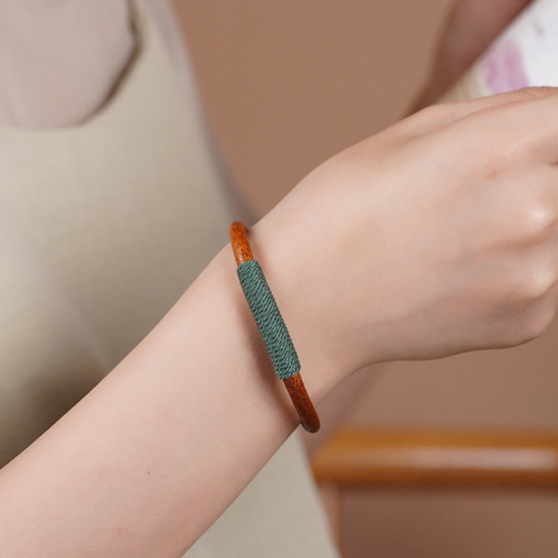 Bracelet en cuir tibétain fait main avec Buddha Stones et boucle porte-bonheur en forme de cinq éléments - image 5