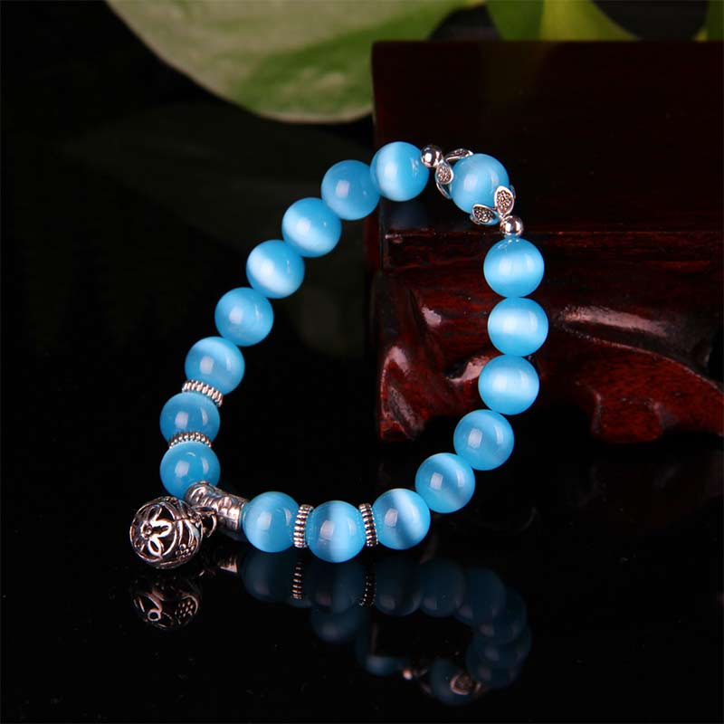 Bracelet porte-bonheur tibétain œil de chat Buddha Stones
