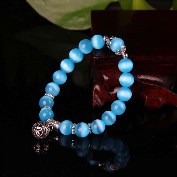 Bracelet porte-bonheur tibétain œil de chat Buddha Stones