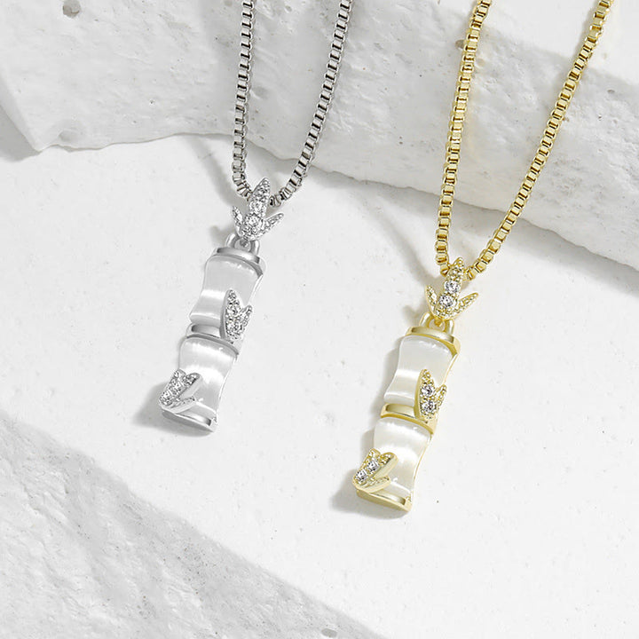 Collier pendentif harmonieux en calcédoine et bambou avec Buddha Stones