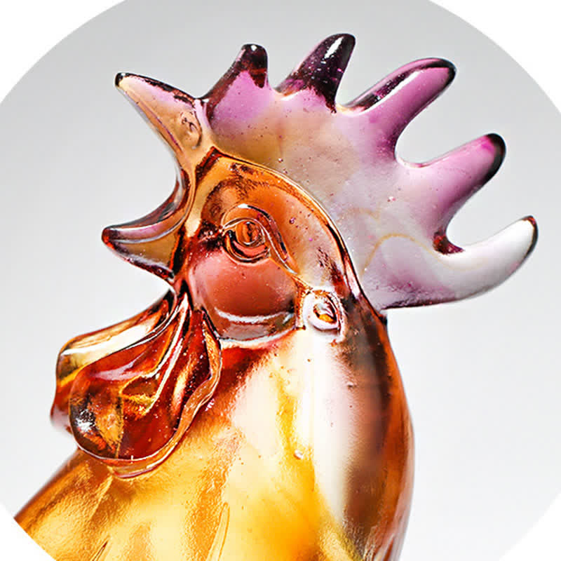Pièce d'art en cristal de coq Liuli faite à la main, décoration d'intérieur - image 11