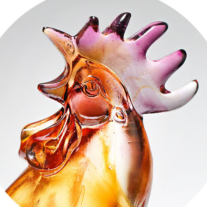 Pièce d'art en cristal de coq Liuli faite à la main, décoration d'intérieur - image 11