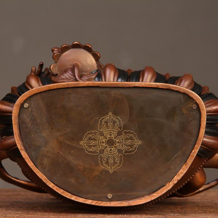 Figurine Bodhisattva Jambhala jaune Statue de compassion en cuivre Décoration de bureau à domicile - image 16