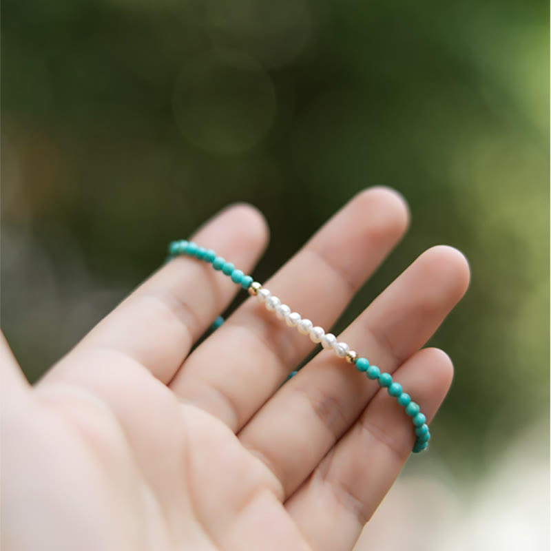 Bracelet en perles de turquoise naturelles en argent sterling 925 de Buddha Stones