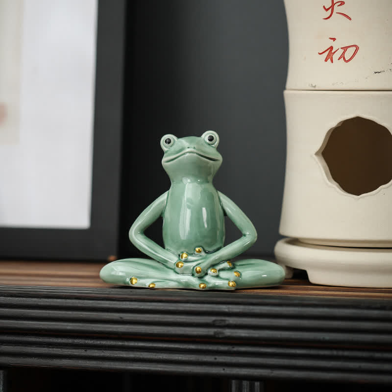 Statue décorative en céramique représentant une grenouille zen en méditation - image 7