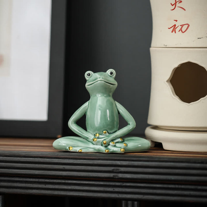 Statue décorative en céramique représentant une grenouille zen en méditation - image 7