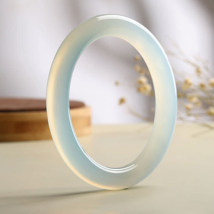 Bracelet jonc de sérénité en aigue-marine naturelle
