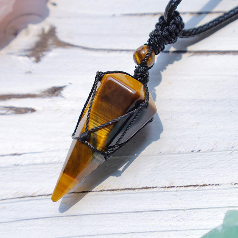 Collier pendentif pointu en pierre naturelle Buddha Stones