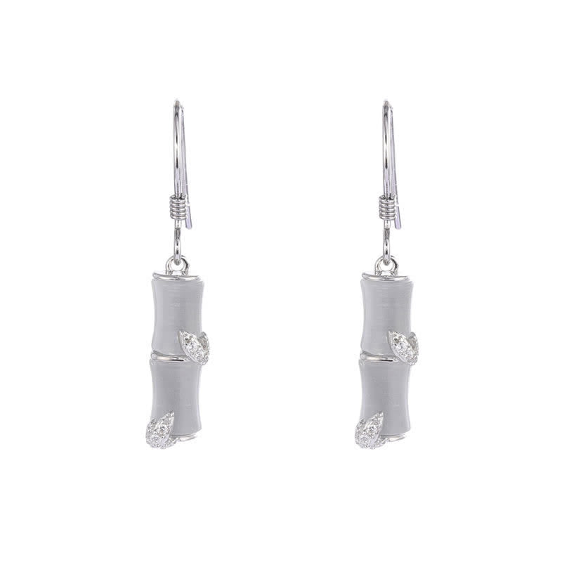 Boucles d'oreilles pendantes porte-bonheur en argent sterling 925 avec jade chrysobéryl œil de chat agate rouge bambou - Argent - Œil de chat (Paix ♥ Soutien) - image 12