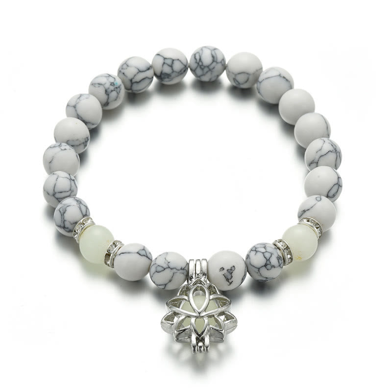Bracelet de protection Lotus en perles lumineuses en turquoise tibétaine Buddha Stones
