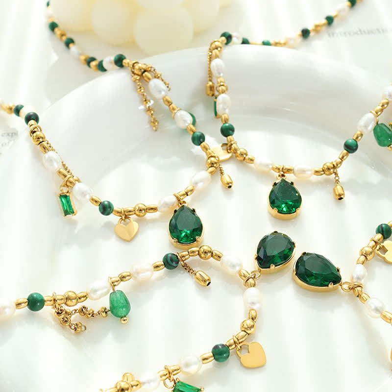 Collier pendentif calme en perles de zircon turquoise