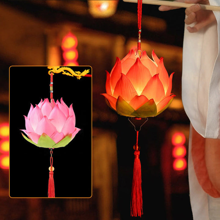 Lampe à pompon en forme de lanterne en forme de Buddha Stones et de fleur de lotus à faire soi-même - Lanterne lotus rose clair (à monter soi-même) - image 3