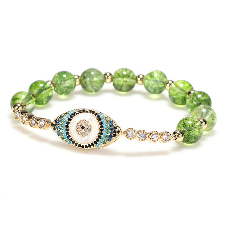 Bracelet d'abondance contre le mauvais œil en péridot naturel Buddha Stones