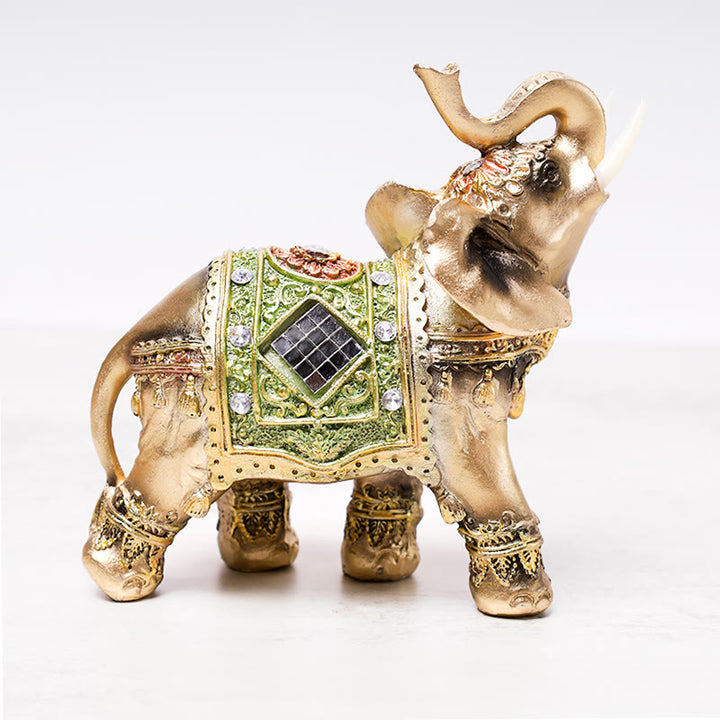 Statue d'éléphant vert Feng Shui porte-bonheur en Buddha Stones Sculpture Figurine de richesse Cadeau Décoration de la maison