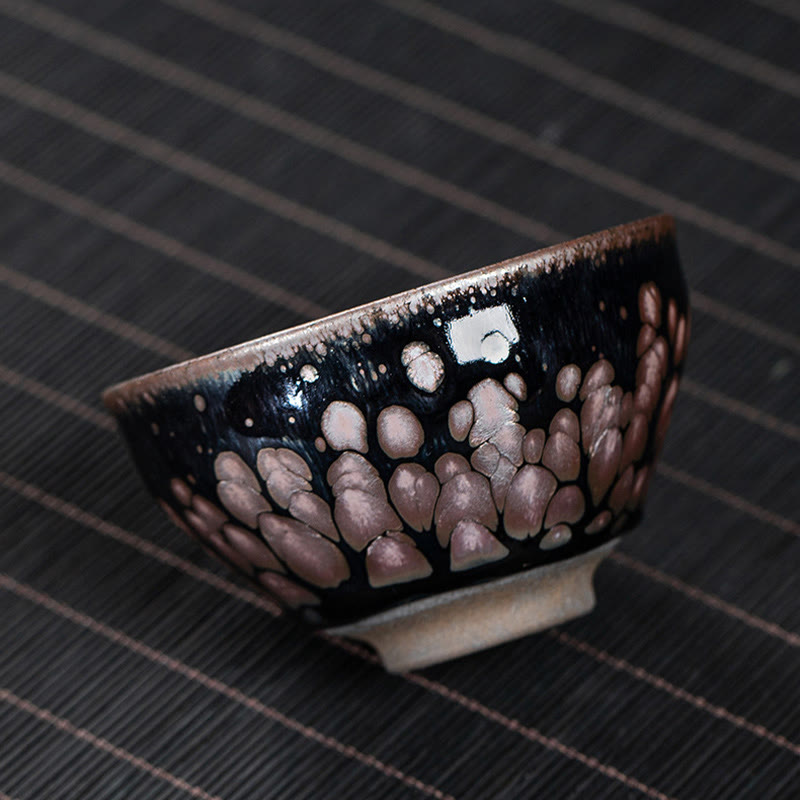 Tasse à thé en céramique chinoise Jianzhan Buddha Stones et fleurs de cerisier faites à la main Motif Sakura
