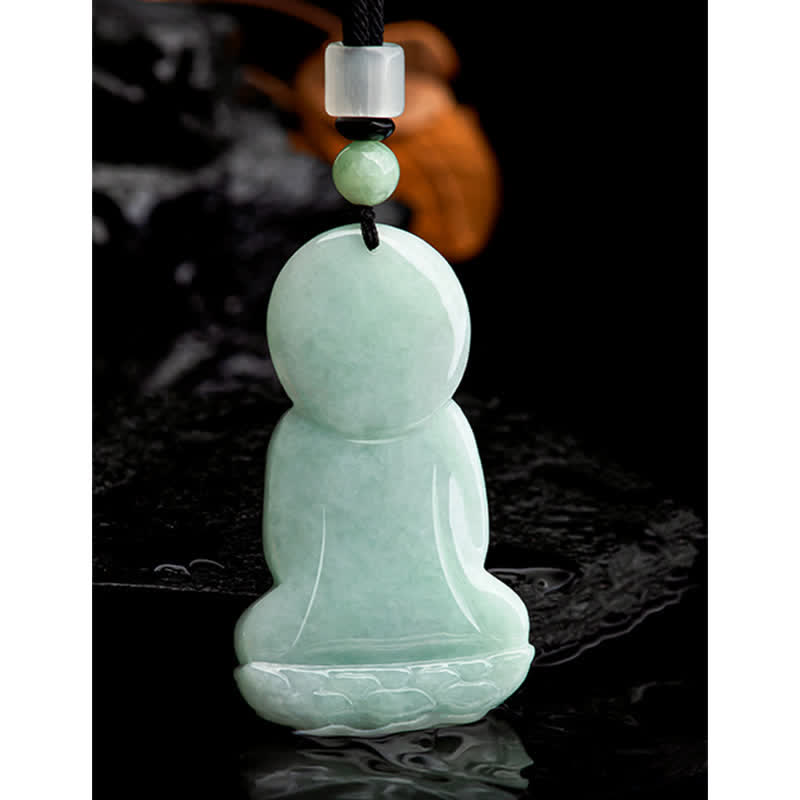 Collier en cordon de compassion avec amulette en jade Bouddha Amitabha et Buddha Stones