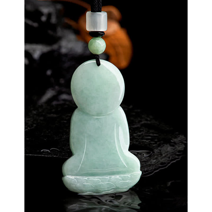 Collier en cordon de compassion avec amulette en jade Bouddha Amitabha et Buddha Stones