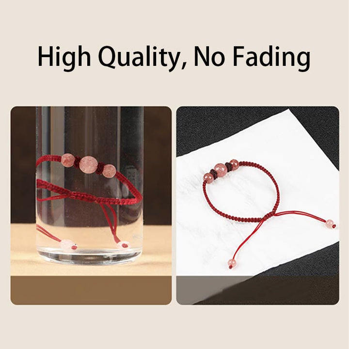 Bracelet de cheville tissé en fil rouge avec cristal de quartz fraise naturel Buddha Stones