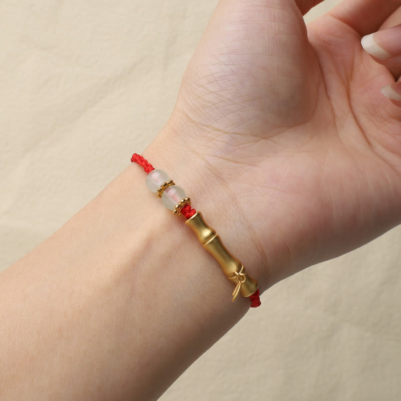 Bracelet tressé en bambou Buddha Stones et motif porte-bonheur