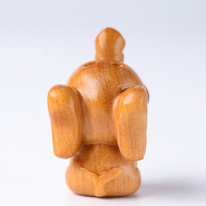 Buddha Stones Bois de santal Petite feuille Bois de santal rouge Bois de santal vert Mini éléphant porte-bonheur sculpté Décoration de protection