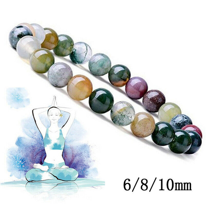Bracelet de yoga porte-bonheur en perles d'agate indiennes Buddha Stones