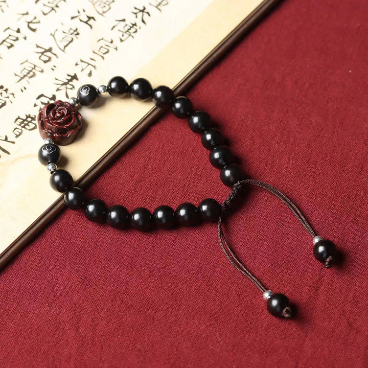 Bracelet apaisant Buddha Stones à petites feuilles en bois de santal rouge - image 2