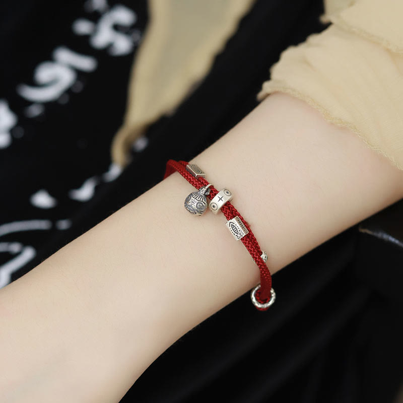 Bracelet tressé artisanal en argent sterling 925 Buddha Stones et or représentant une bête avaleuse de poisson Koi