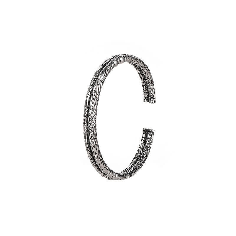 Bracelet manchette d'équilibre gravé à motif de dragon fleuri