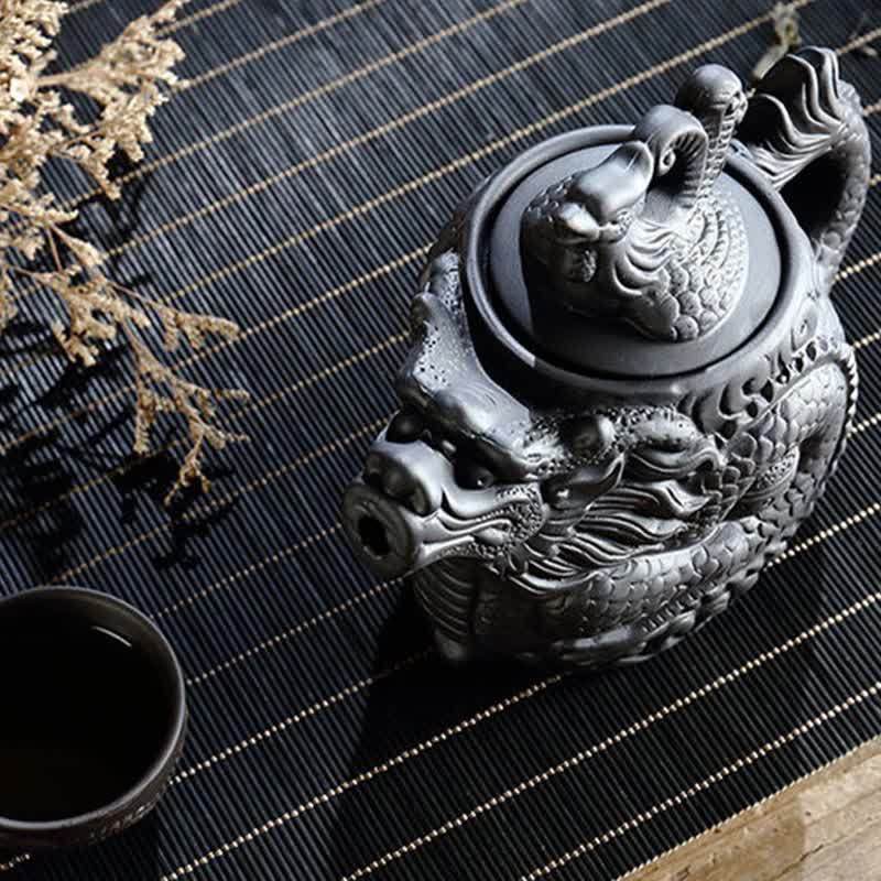 Théière en céramique vintage Dragon Phoenix