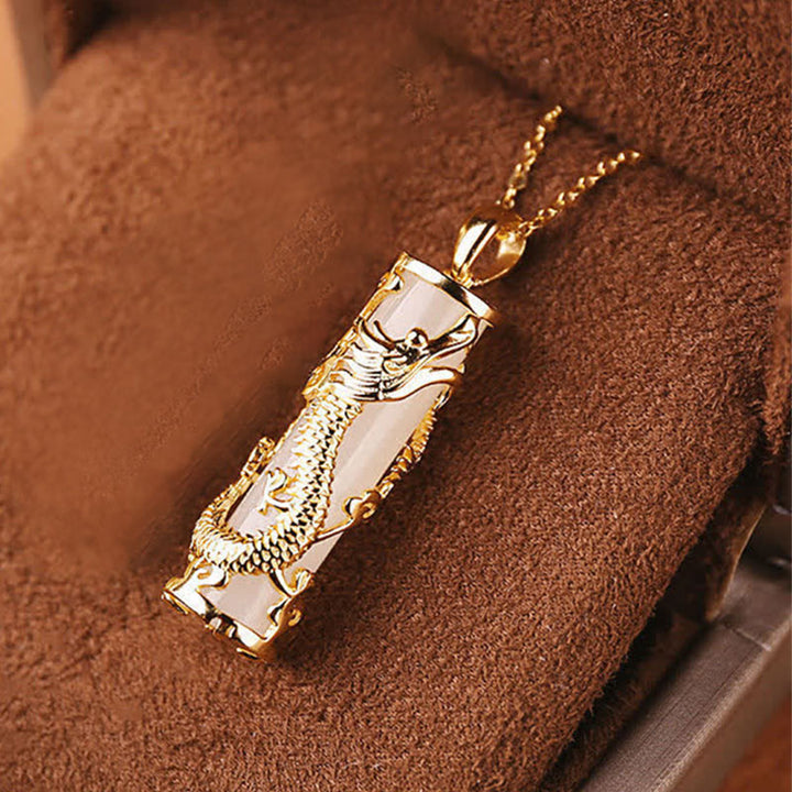 Collier pendentif en cuivre avec Buddha Stones , dragon, phénix, bénédiction et harmonie - Dragon - image 3