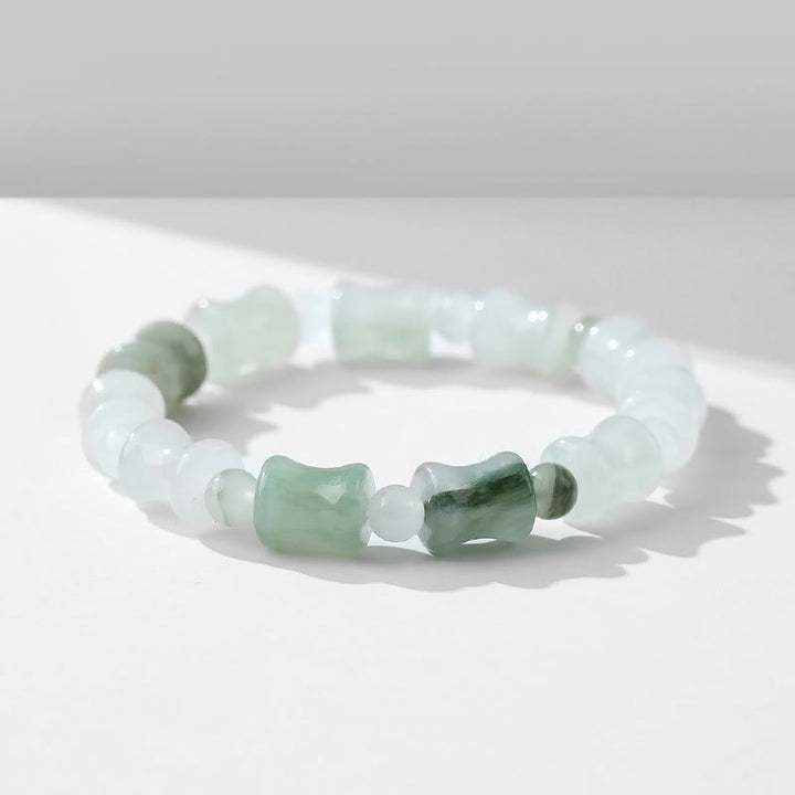 Bracelet porte-bonheur en jade et coquille de noix de coco Buddha Stones et motif bambou